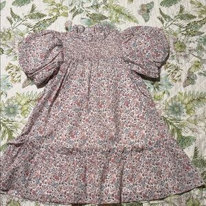 Janie and Jack Pink Floral Puff-Sleeve Casual Dress